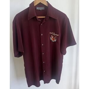 Vintage Daniali USA Mens‎ Medium Tiger Collared Short Sleeve Button Down Shirt